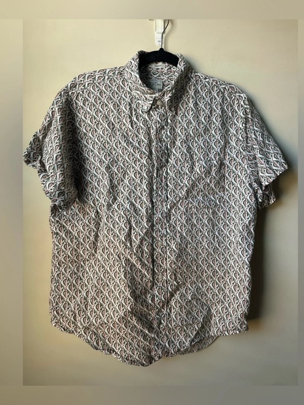 J crew Button Down Classic Fit Short-sleeve linen shirt flower print Cabana Cool